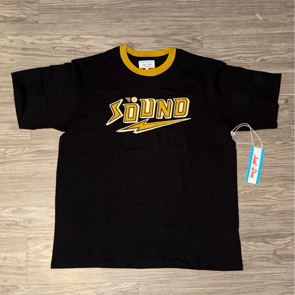 NWT Just Don “Sound” Shirt Black With Logo Mens Size X Large Made In USA